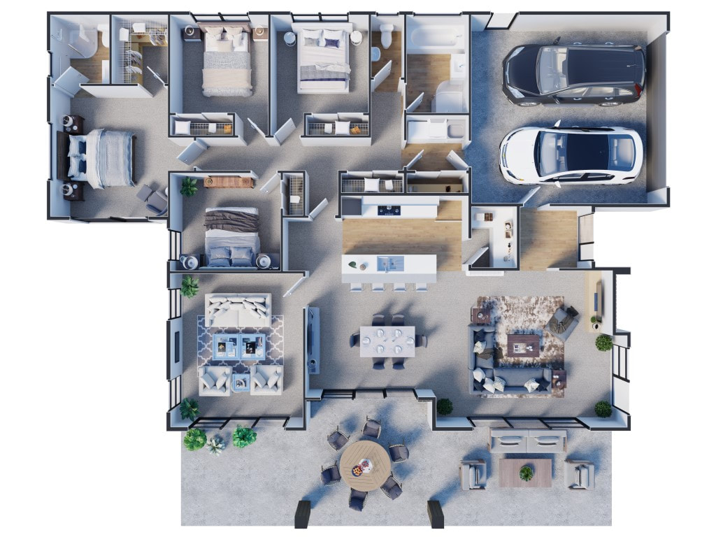 3D 4 bedrooms Floorplan