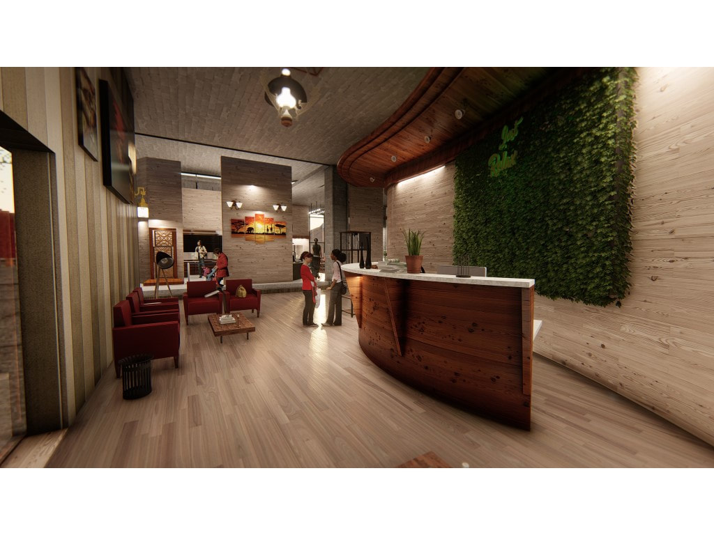 3D hotel lounge realistic commercial rendering