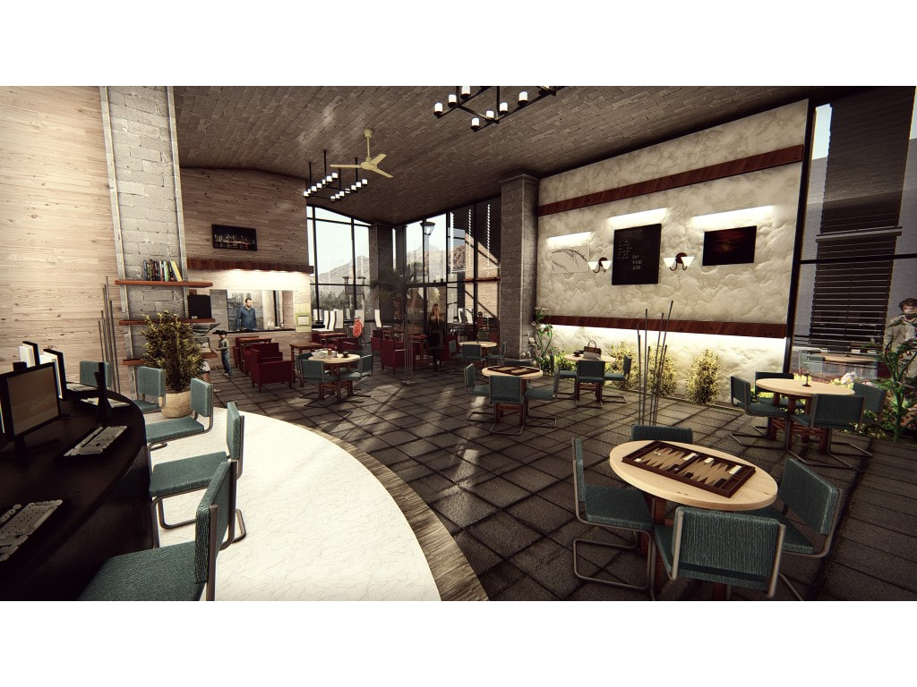 3D cafe realistic commercial rendering
