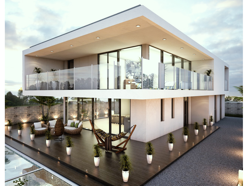 Villa 3D modeling and realistic exterior rendering