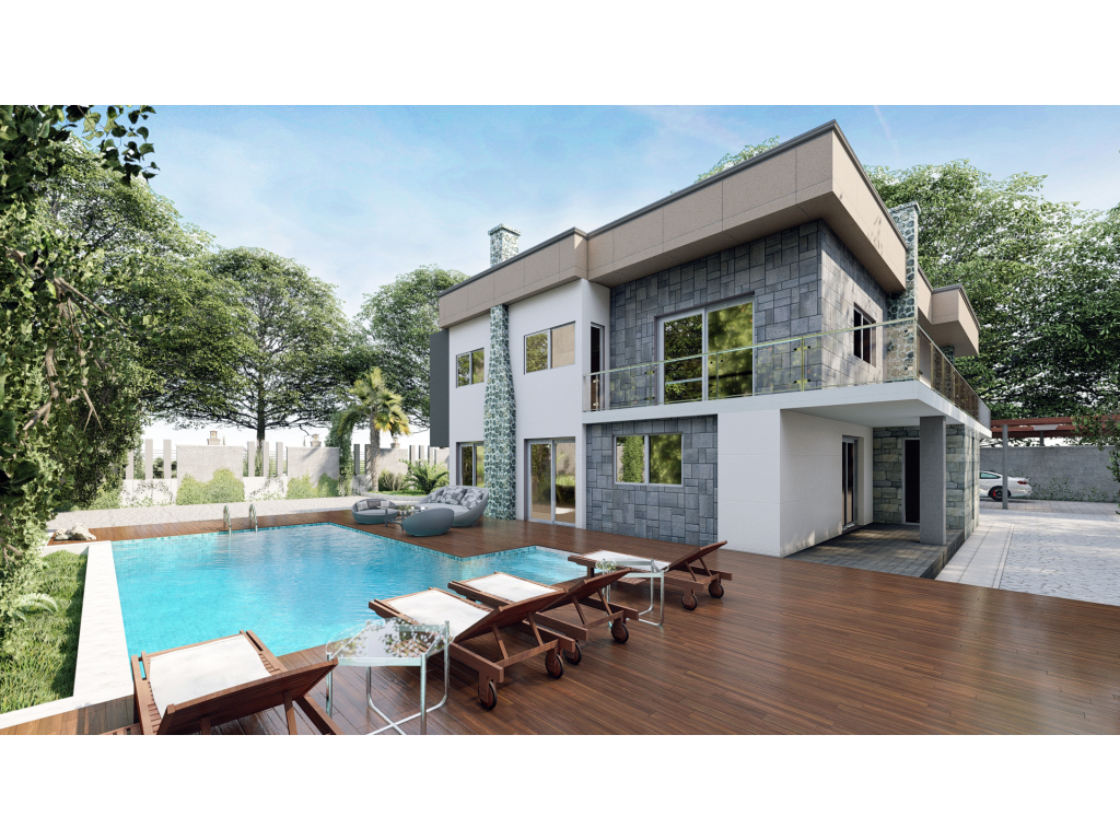 Villa 3D modeling and realistic exterior rendering 